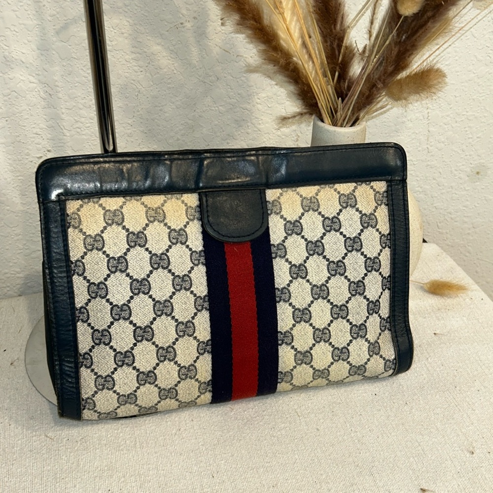 Gucci monogram Navy Blue clutch bag